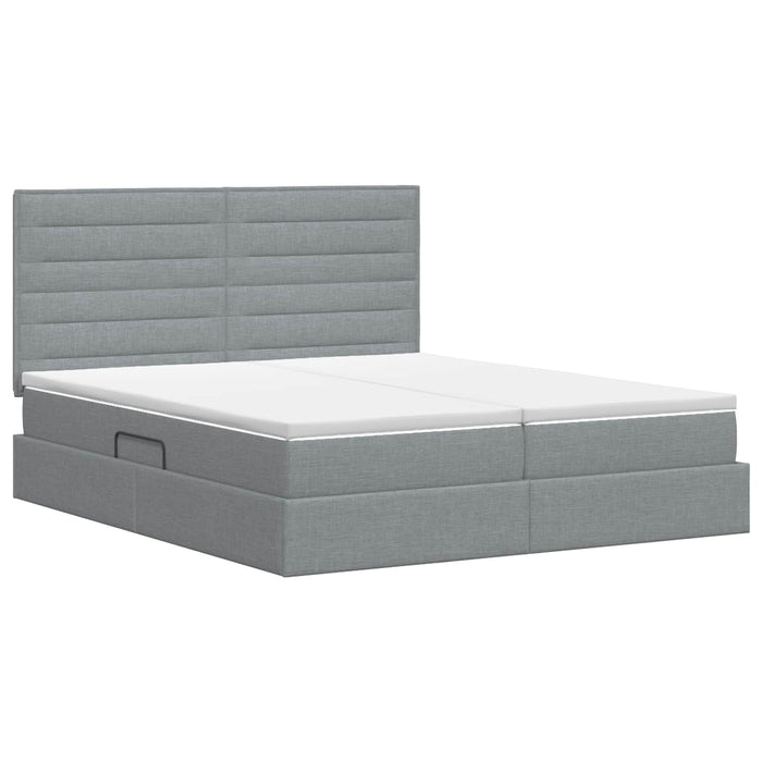 Pat cu storage cu headboard Gri deschis 200 x 200 cm Țesătură WALTI