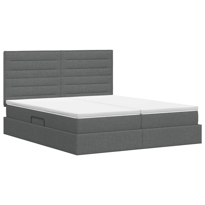 Pat cu storage cu headboard Gri închis 200 x 200 cm Țesătură WALTI