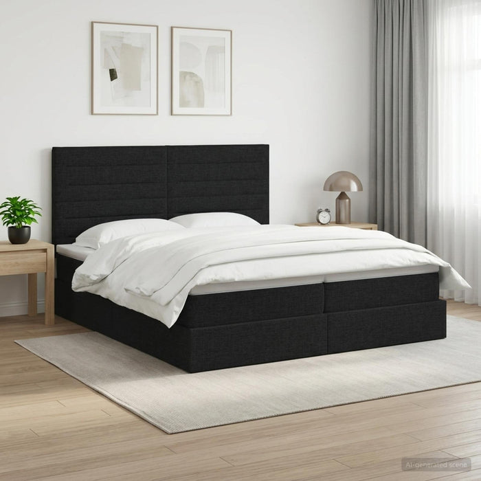 Pat cu storage cu headboard Negru 180 x 200 cm Țesătură WALTI