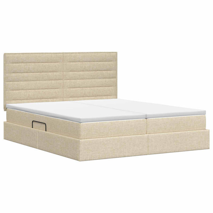 Pat cu storage cu headboard Crem 200 x 200 cm Țesătură WALTI