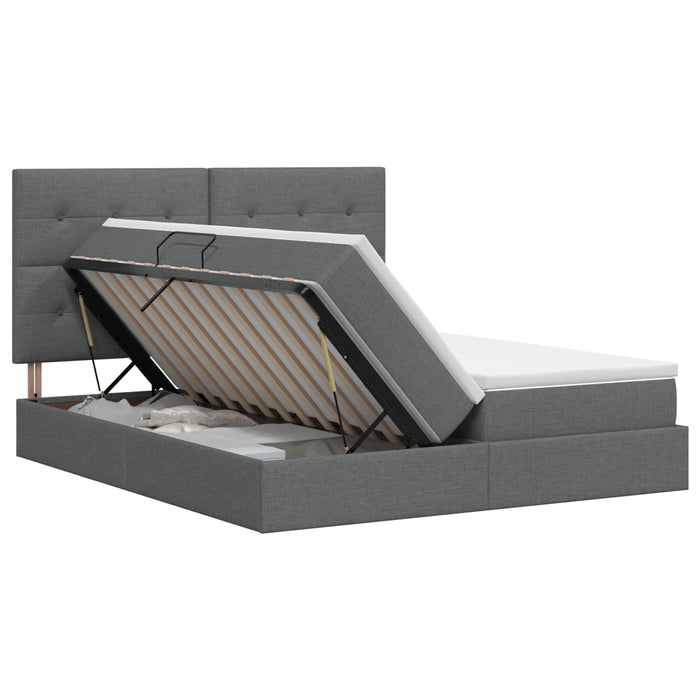 Pat cu storage cu headboard Gri închis 180 x 200 cm Țesătură WALTI