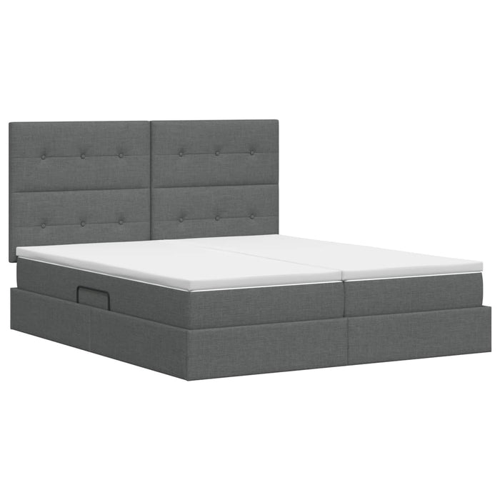 Pat cu storage cu headboard Gri închis 180 x 200 cm Țesătură WALTI