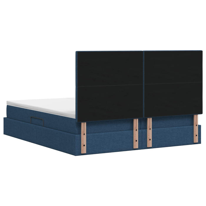 Pat cu storage cu headboard albastru 180 x 200 cm Țesătură WALTI