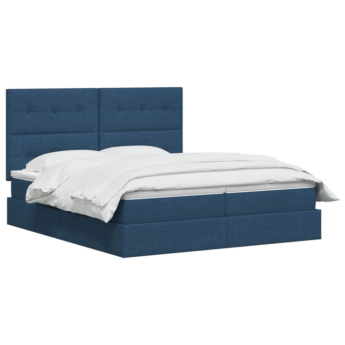 Pat cu storage cu headboard albastru 180 x 200 cm Țesătură WALTI