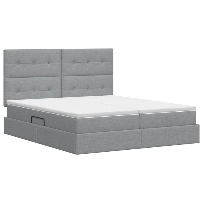 Pat cu storage cu headboard Gri deschis 200 x 200 cm Țesătură - WALTI WALTI
