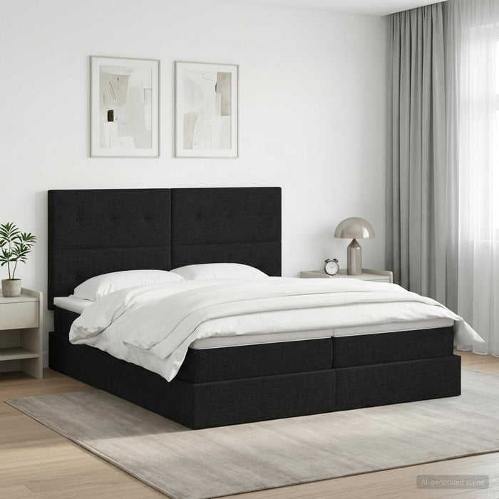 Pat cu storage cu headboard Negru 180 x 200 cm Țesătură WALTI