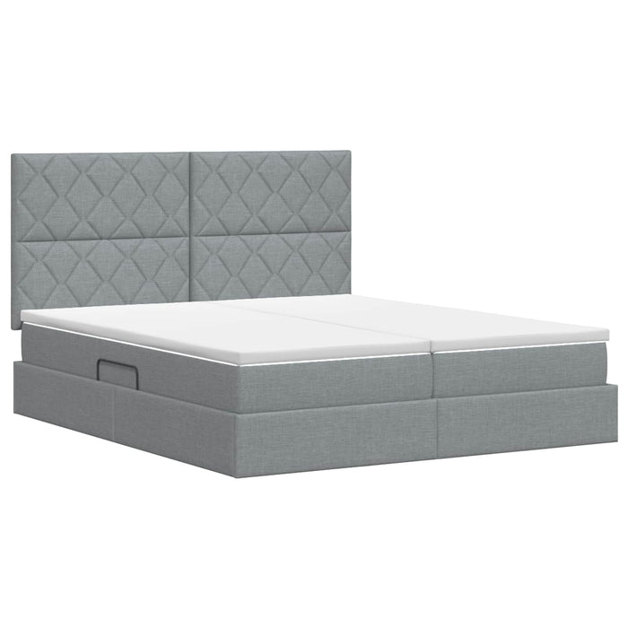 Pat cu storage cu headboard Gri deschis 180 x 200 cm Țesătură - WALTI WALTI