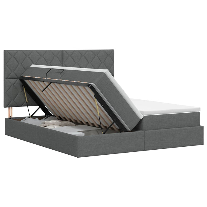 Pat cu storage cu headboard Gri închis 180 x 200 cm Țesătură - WALTI WALTI