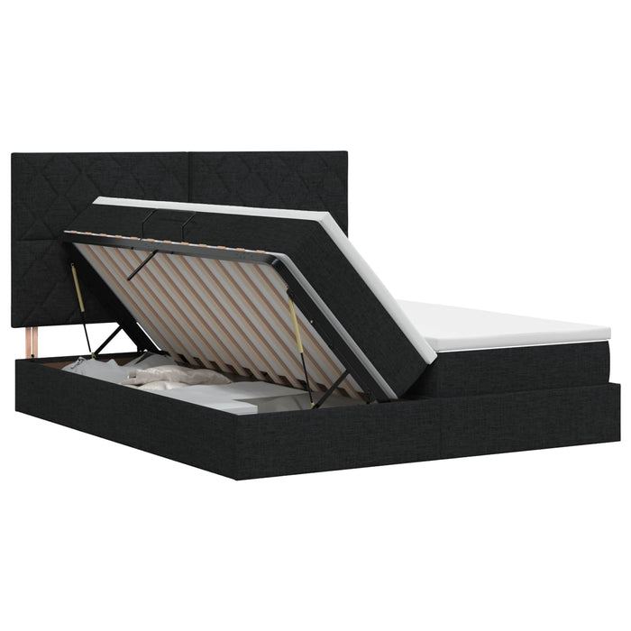 Pat cu storage cu headboard Negru 180 x 200 cm Țesătură WALTI