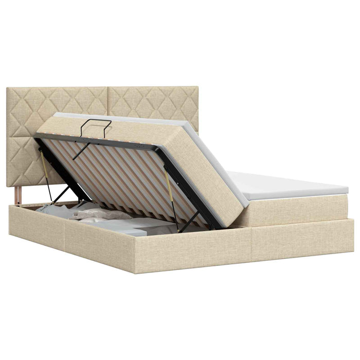 Pat cu storage cu headboard Crem 180 x 200 cm Țesătură - WALTI WALTI