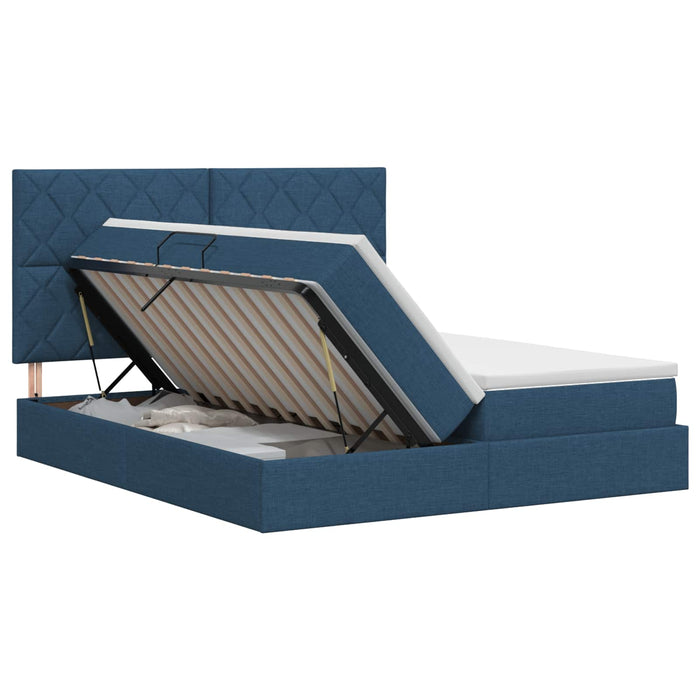 Pat cu storage cu headboard albastru 180 x 200 cm Țesătură - WALTI WALTI