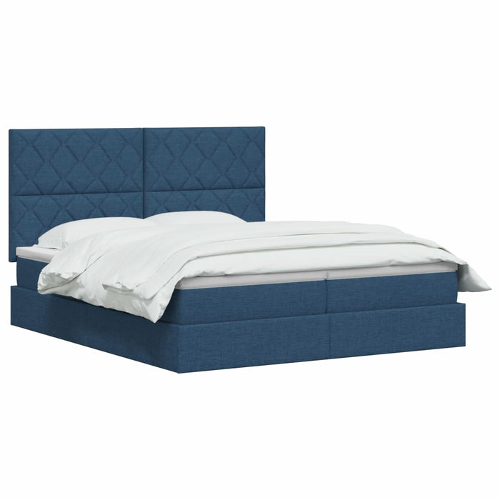Pat cu storage cu headboard albastru 180 x 200 cm Țesătură - WALTI WALTI