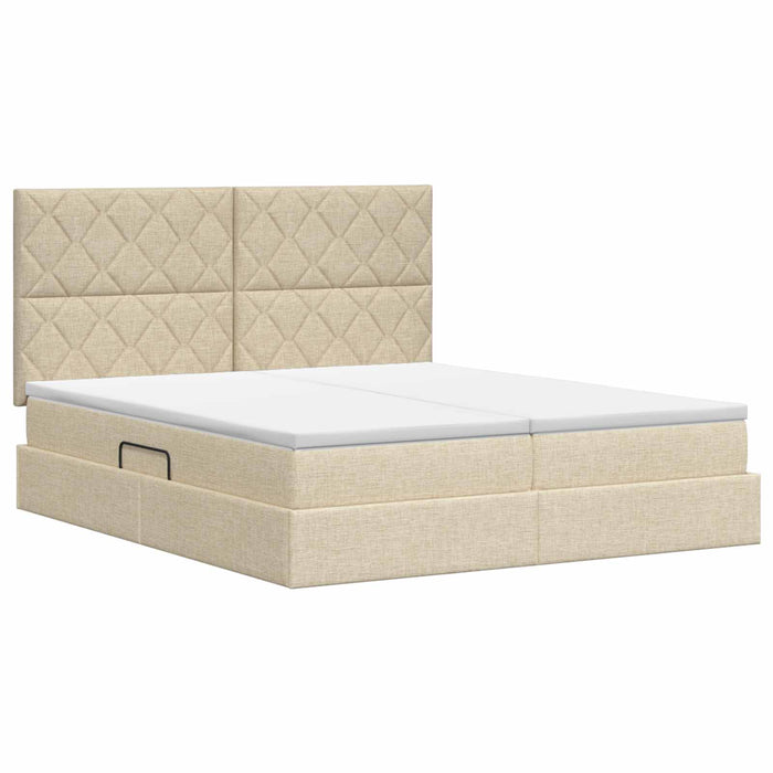 Pat cu storage cu headboard Crem 200 x 200 cm Țesătură - WALTI WALTI