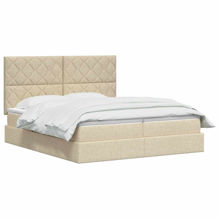 Pat cu storage cu headboard Crem 200 x 200 cm Țesătură - WALTI WALTI