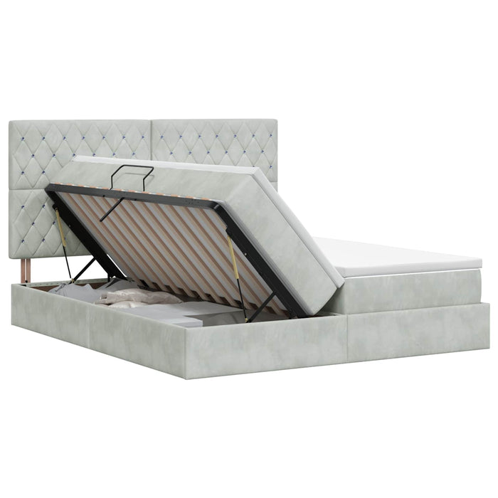 Pat cu storage cu headboard Gri deschis 180 x 200 cm Catifea - WALTI WALTI