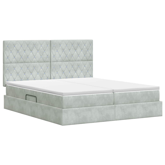 Pat cu storage cu headboard Gri deschis 180 x 200 cm Catifea - WALTI WALTI