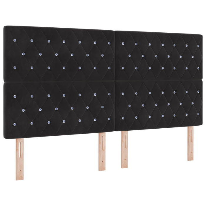Pat cu storage cu headboard Negru 180 x 200 cm Catifea WALTI