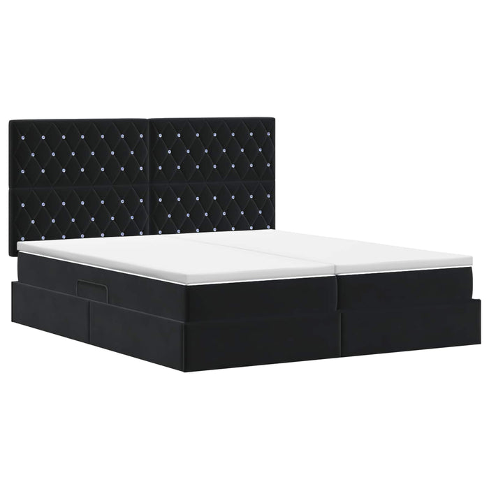 Pat cu storage cu headboard Negru 180 x 200 cm Catifea WALTI