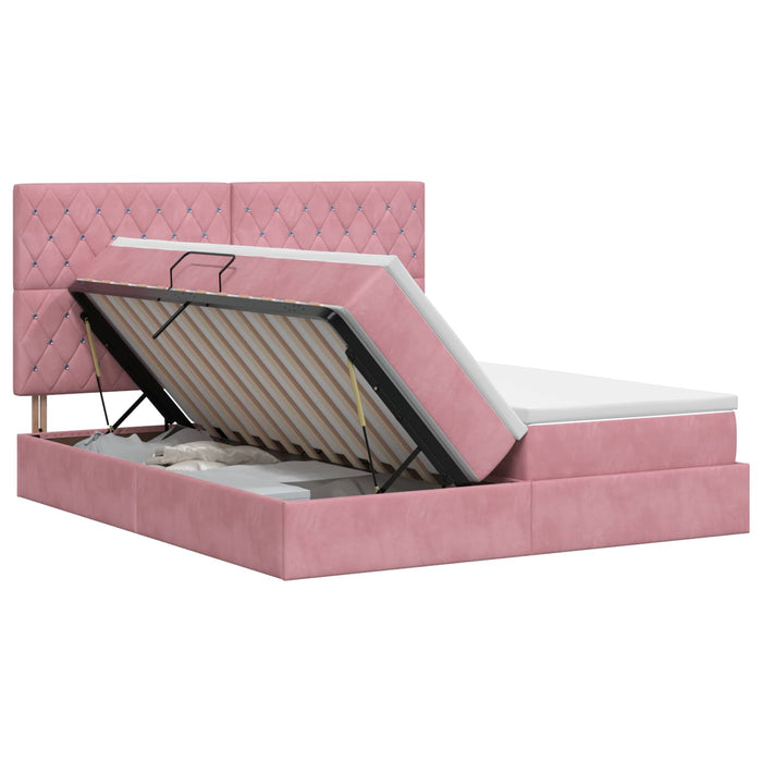 Pat cu storage cu headboard Roz 180 x 200 cm Catifea WALTI