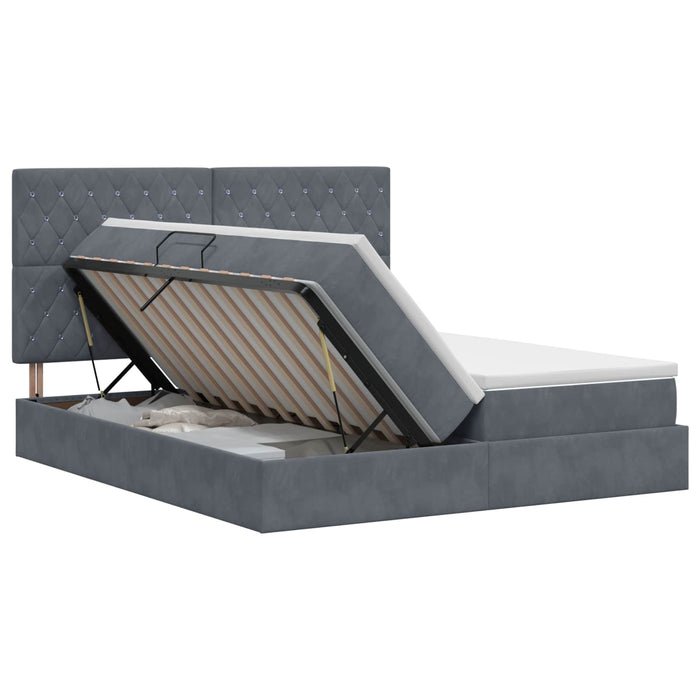 Pat cu storage cu headboard Gri închis 200 x 200 cm Catifea - WALTI WALTI