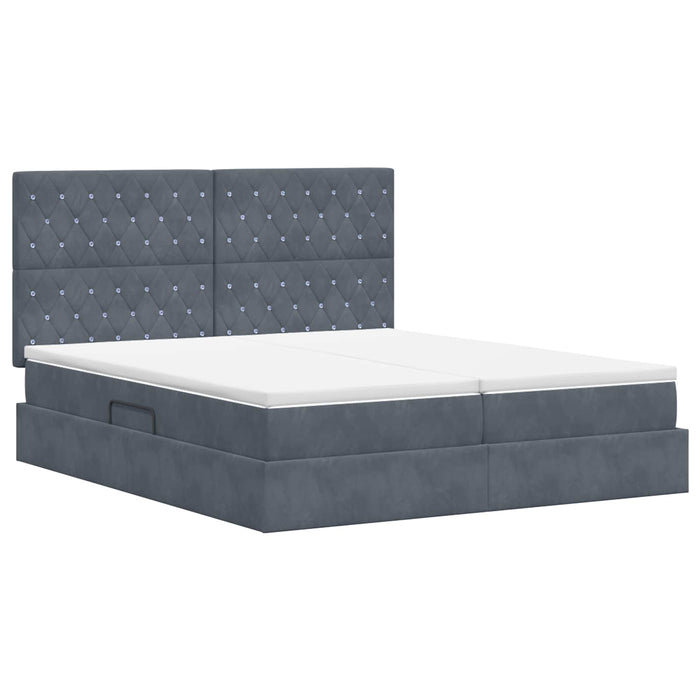 Pat cu storage cu headboard Gri închis 200 x 200 cm Catifea - WALTI WALTI