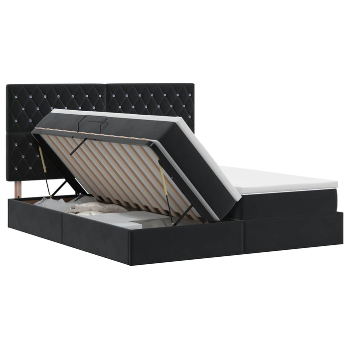 Pat cu storage cu headboard Negru 200 x 200 cm Catifea WALTI