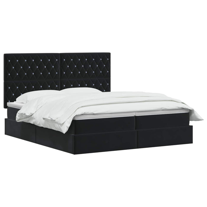 Pat cu storage cu headboard Negru 200 x 200 cm Catifea WALTI