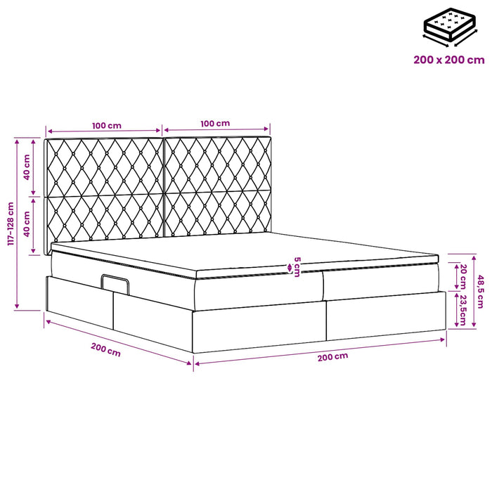 Pat cu storage cu headboard Verde închis 200 x 200 cm Catifea WALTI