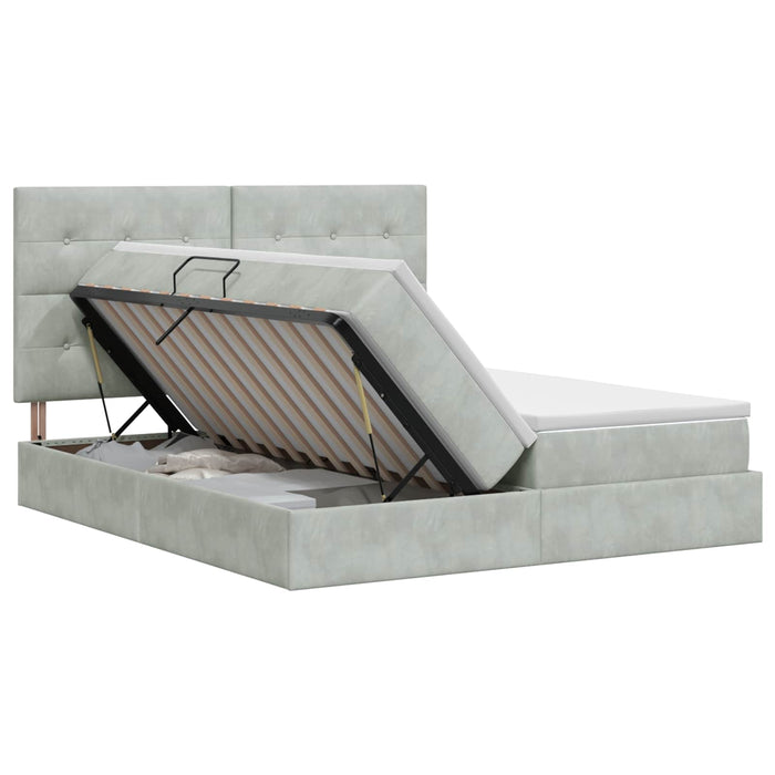 Pat cu storage cu headboard Gri deschis 180 x 200 cm Catifea WALTI