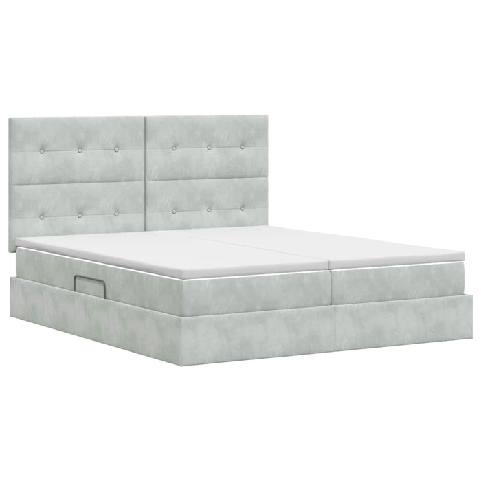 Pat cu storage cu headboard Gri deschis 180 x 200 cm Catifea WALTI