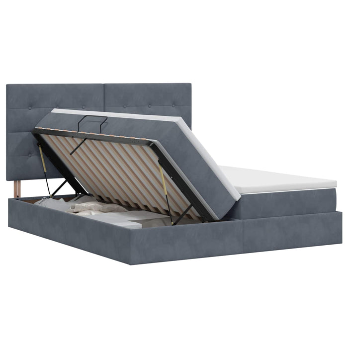Pat cu storage cu headboard Gri închis 180 x 200 cm Catifea WALTI