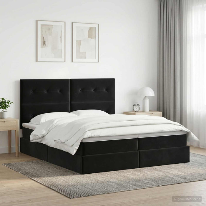 Pat cu storage cu headboard Negru 180 x 200 cm Catifea WALTI