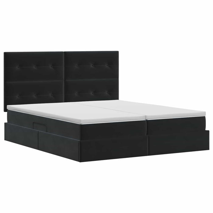 Pat cu storage cu headboard Negru 180 x 200 cm Catifea WALTI
