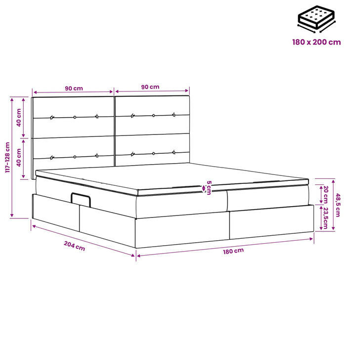 Pat cu storage cu headboard Roz 180 x 200 cm Catifea WALTI
