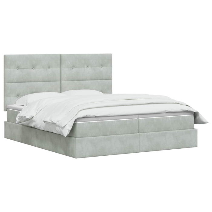 Pat cu storage cu headboard Gri deschis 200 x 200 cm Catifea WALTI