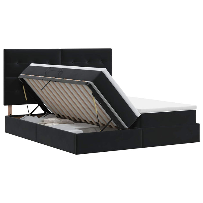Pat cu storage cu headboard Negru 200 x 200 cm Catifea WALTI