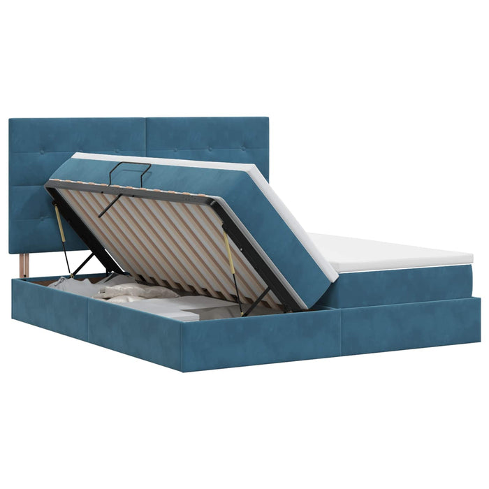 Pat cu storage Albastru închis 200 x 200 cm Catifea WALTI