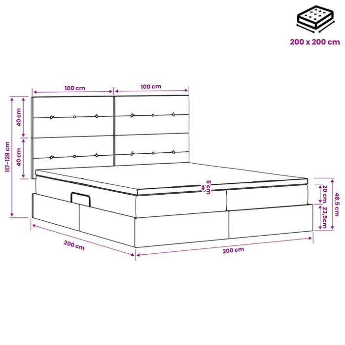 Pat cu storage Albastru închis 200 x 200 cm Catifea WALTI