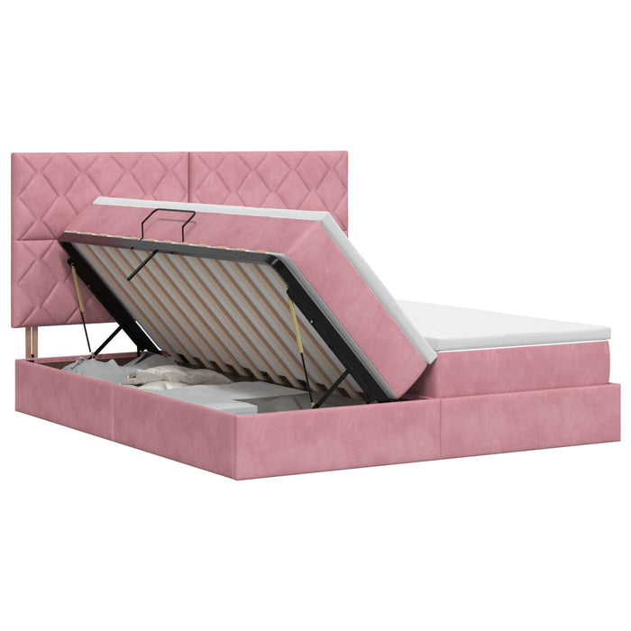Pat cu storage cu headboard Roz 180 x 200 cm Catifea WALTI