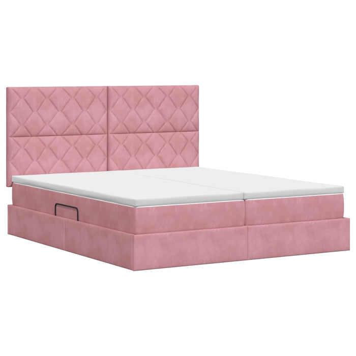 Pat cu storage cu headboard Roz 180 x 200 cm Catifea WALTI