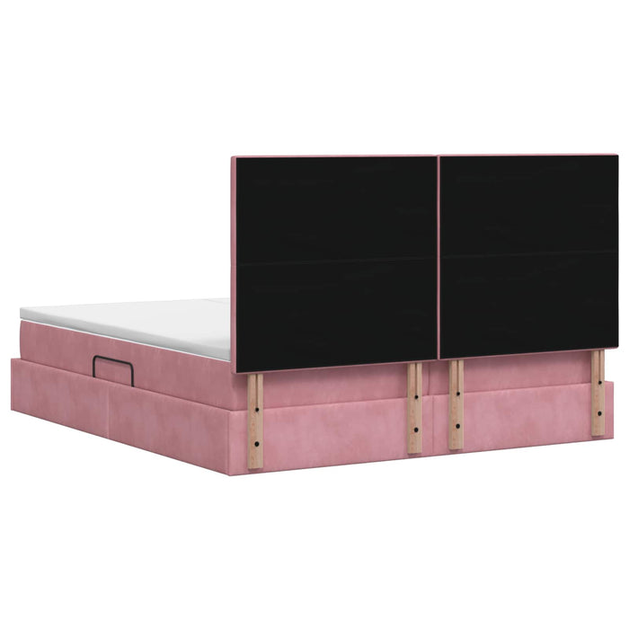 Pat cu storage cu headboard Roz 180 x 200 cm Catifea WALTI