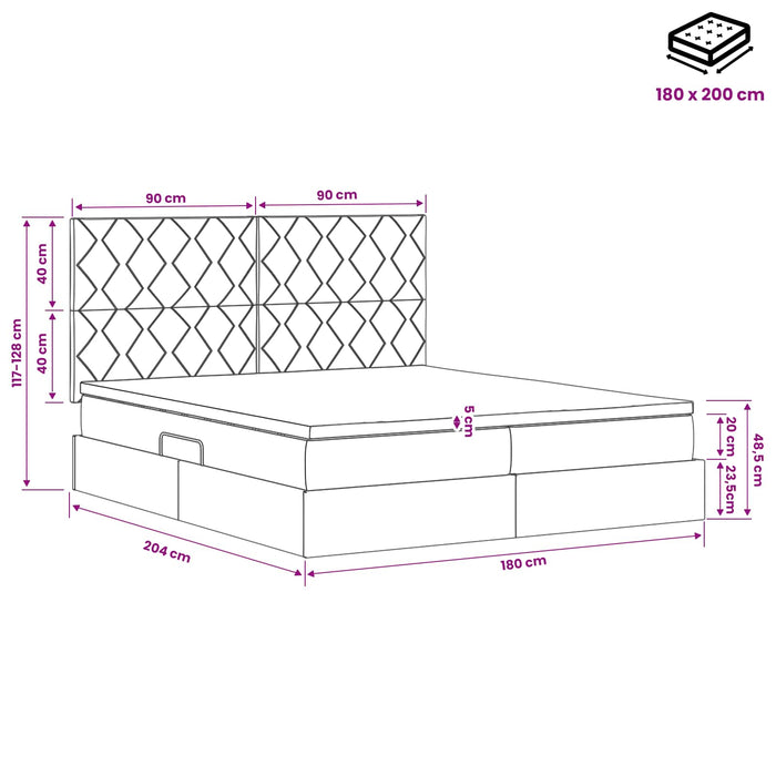 Pat cu storage cu headboard Roz 180 x 200 cm Catifea WALTI