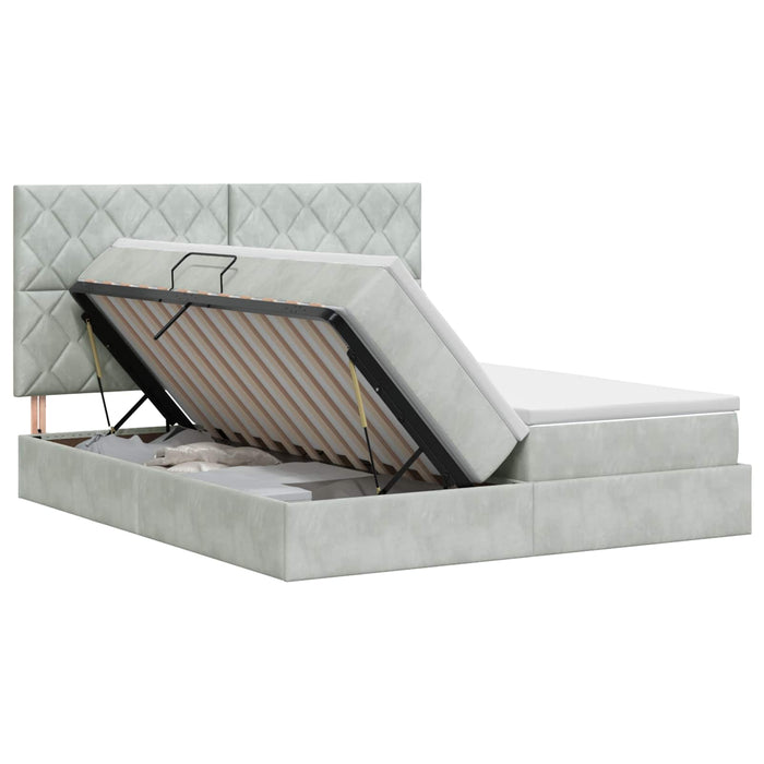 Pat cu storage cu headboard Gri deschis 200 x 200 cm Catifea WALTI