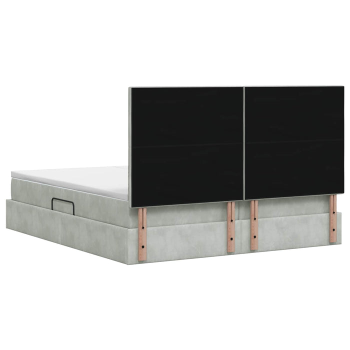 Pat cu storage cu headboard Gri deschis 200 x 200 cm Catifea WALTI