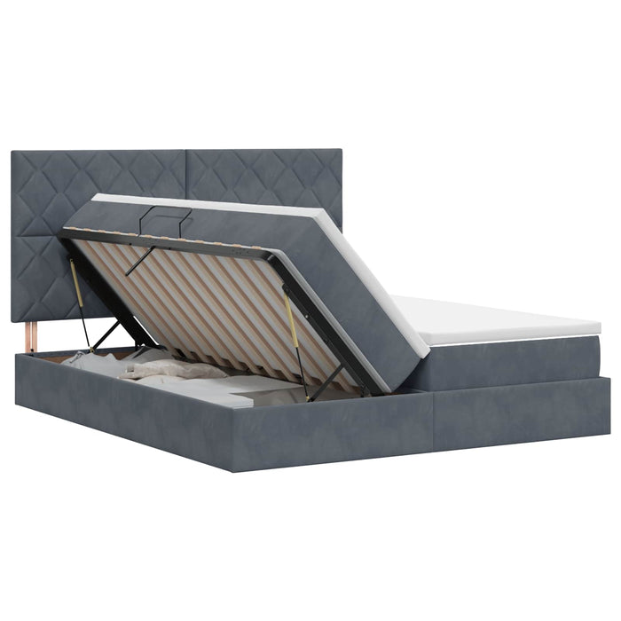 Pat cu storage cu headboard Gri închis 200 x 200 cm Catifea WALTI