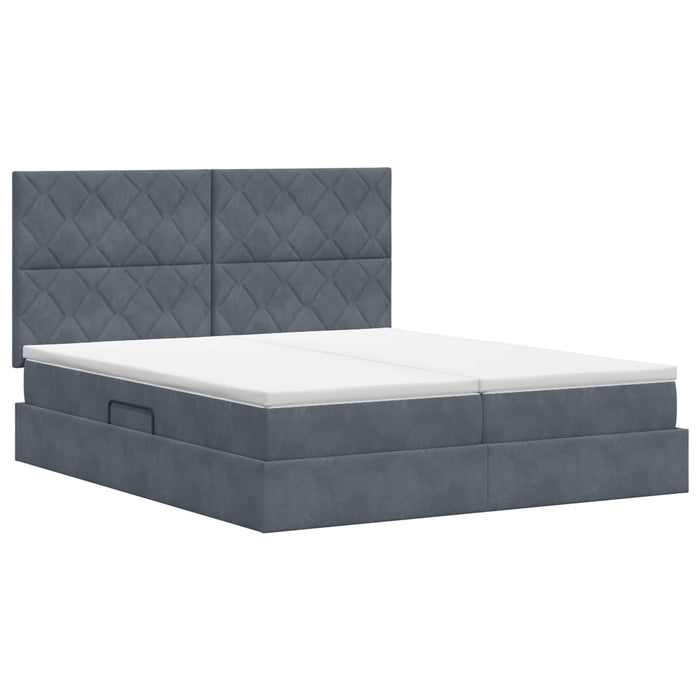 Pat cu storage cu headboard Gri închis 200 x 200 cm Catifea WALTI
