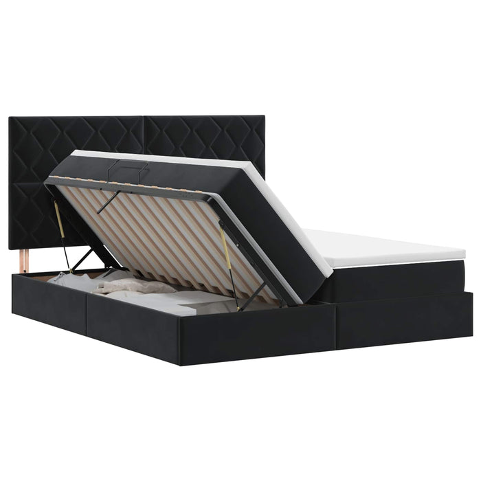 Pat cu storage cu headboard Negru 200 x 200 cm Catifea WALTI