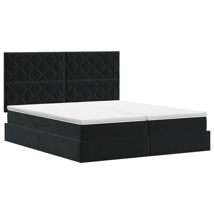 Pat cu storage cu headboard Negru 200 x 200 cm Catifea WALTI