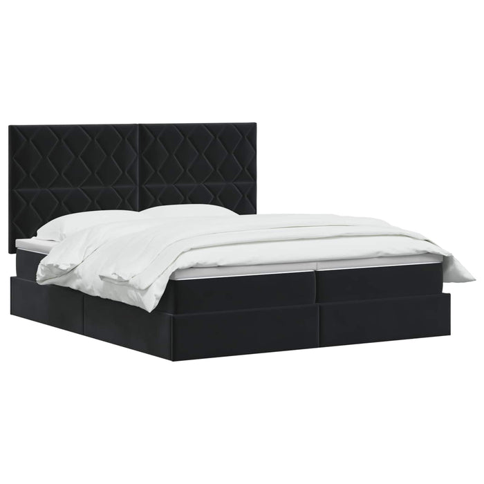 Pat cu storage cu headboard Negru 200 x 200 cm Catifea WALTI