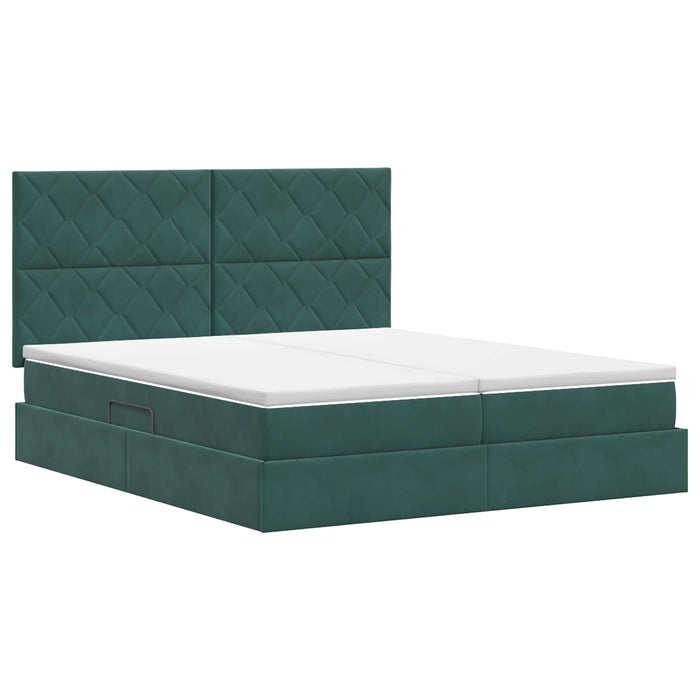 Pat cu storage cu headboard Verde închis 200 x 200 cm Catifea WALTI